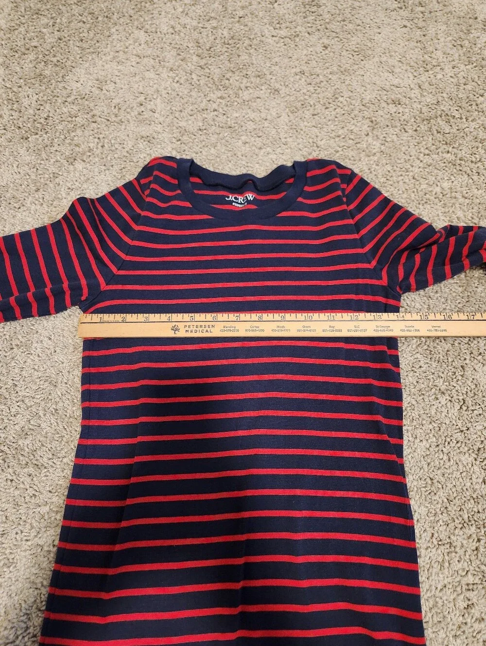 J crew Perfect-Fit Long Sleeve Crewneck T-shirt In Porto Stripe Navy Cand Size M
